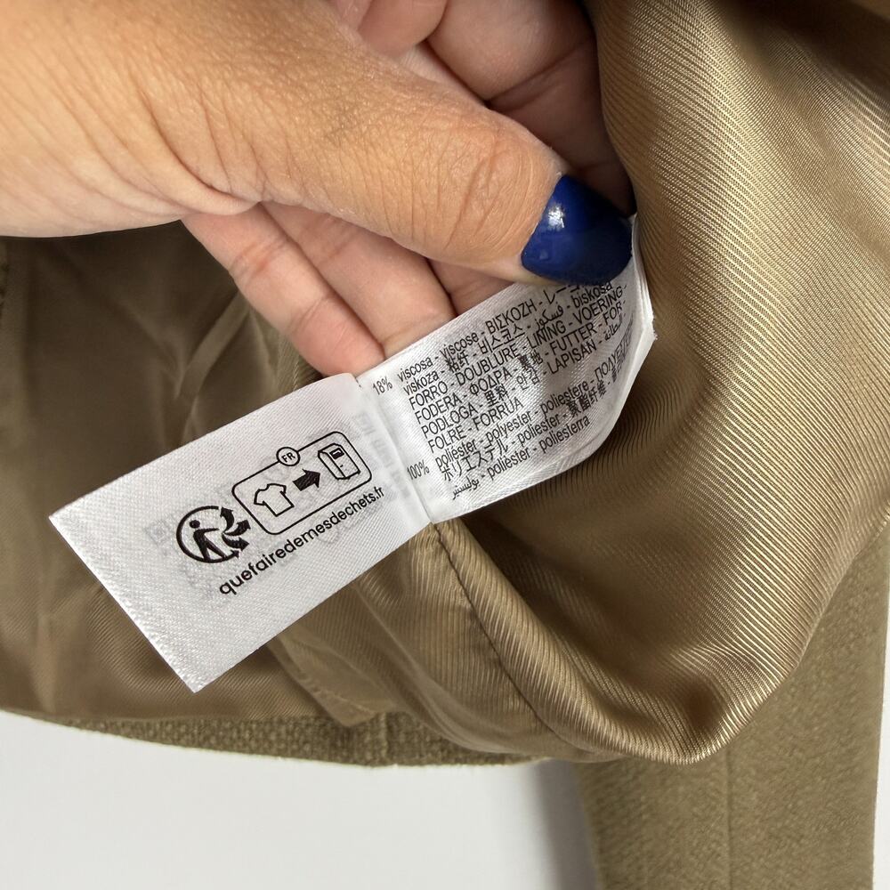 Zara Woven Utility Dressy Structured Jacke Crop Olive Green Gold Buttons - XL - Picture 6 of 10